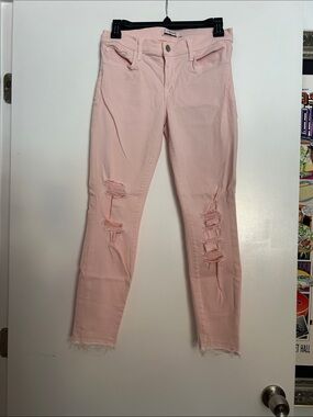 J Brand Light Pink Distressed Skinny Jeans